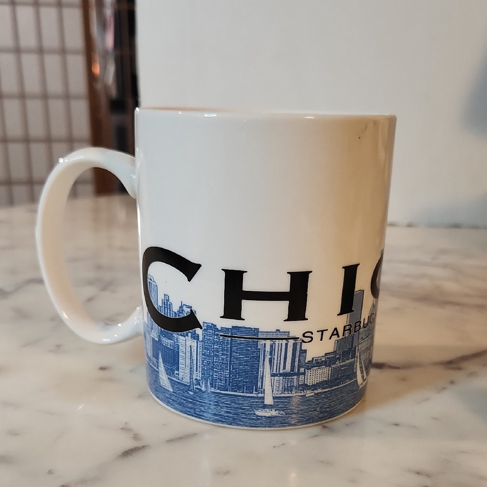Vintage | Starbucks Chicago Skyline White and Blue Mug 2002